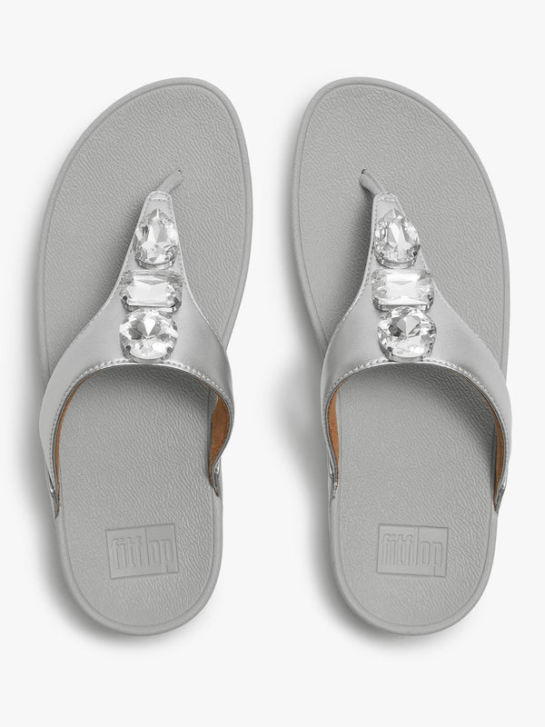 Lulu Ultra Jewel Silver Leather Toe Post Sandals