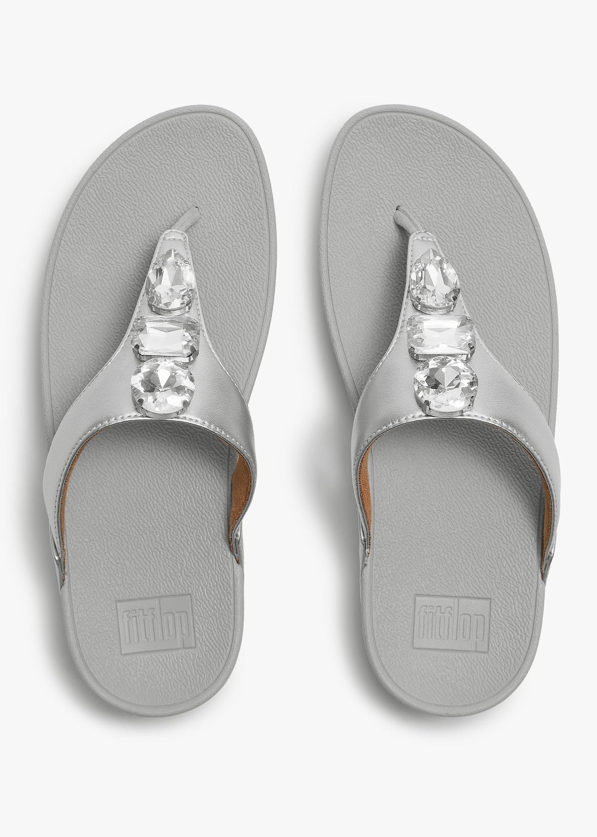 Lulu Ultra Jewel Silver Leather Toe Post Sandals
