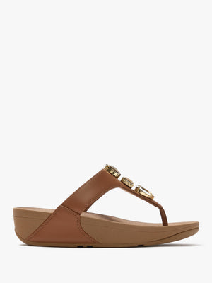 Lulu Ultra Jewel Deep Tan Leather Toe Post Sandals