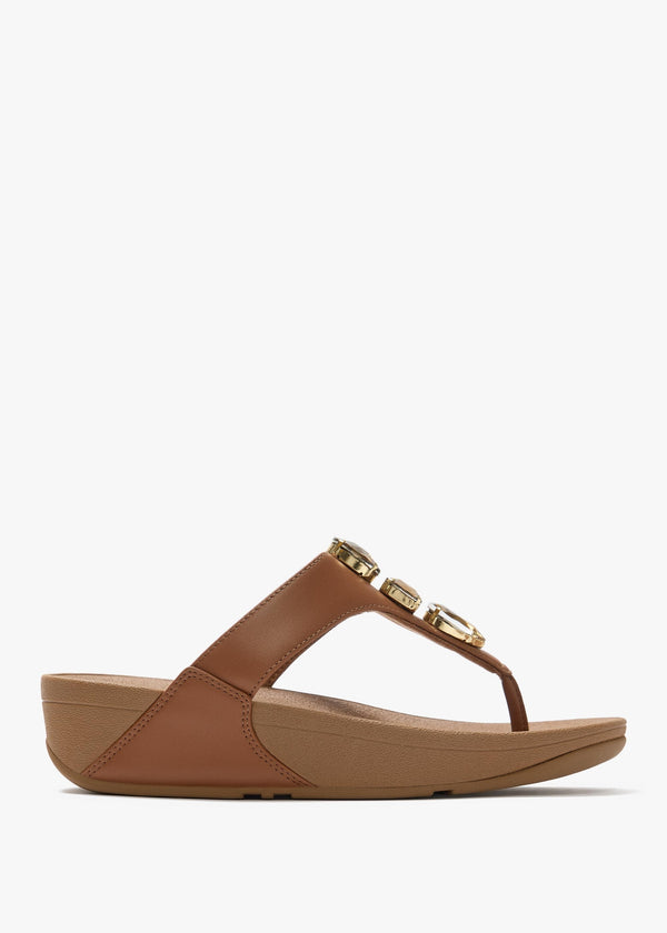 Lulu Ultra Jewel Deep Tan Leather Toe Post Sandals