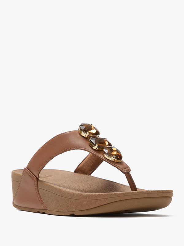 Lulu Ultra Jewel Deep Tan Leather Toe Post Sandals