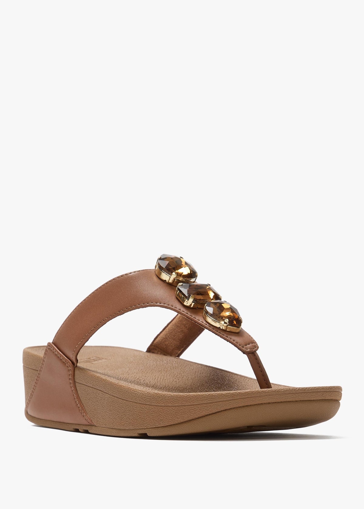Lulu Ultra Jewel Deep Tan Leather Toe Post Sandals
