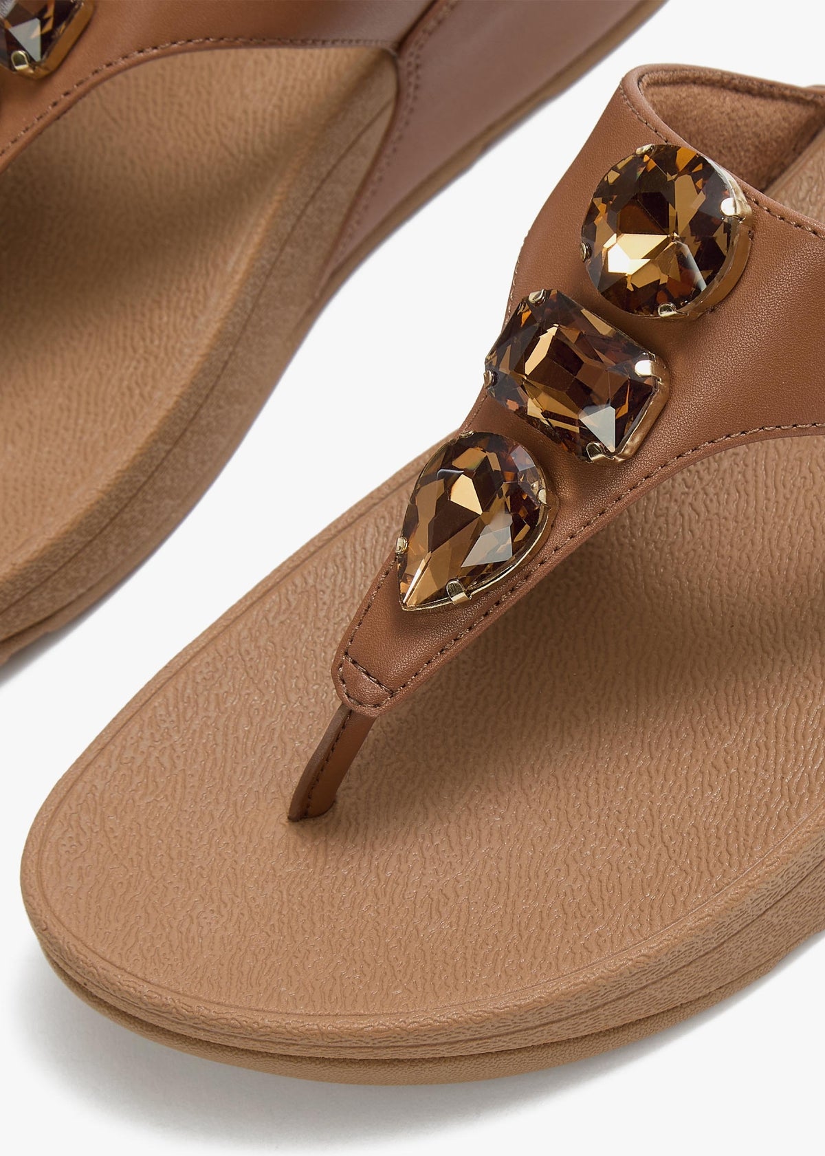 Lulu Ultra Jewel Deep Tan Leather Toe Post Sandals