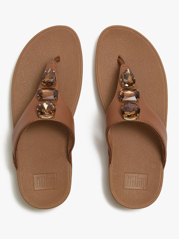 Lulu Ultra Jewel Deep Tan Leather Toe Post Sandals