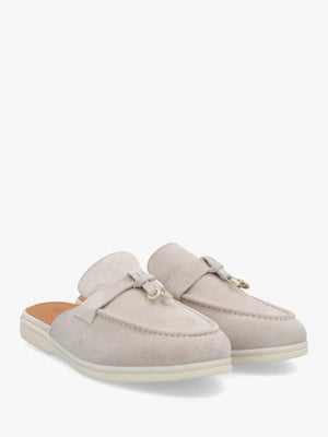 Siani Grey Suede Loafer Mules