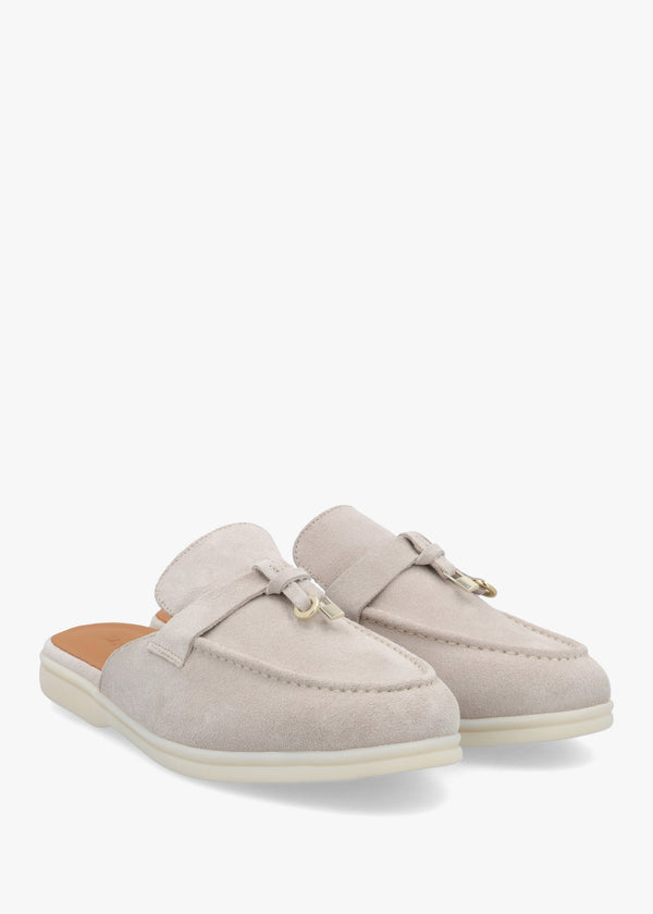 Siani Grey Suede Loafer Mules