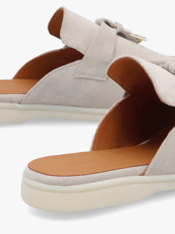 Siani Grey Suede Loafer Mules