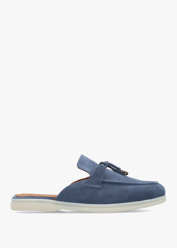Siani Blue Suede Loafer Mules