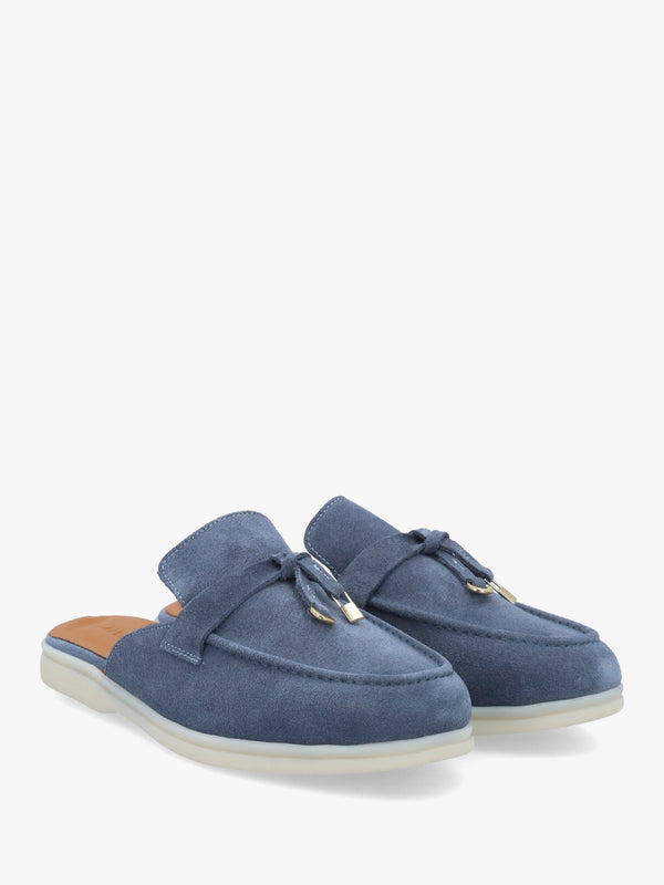Siani Blue Suede Loafer Mules