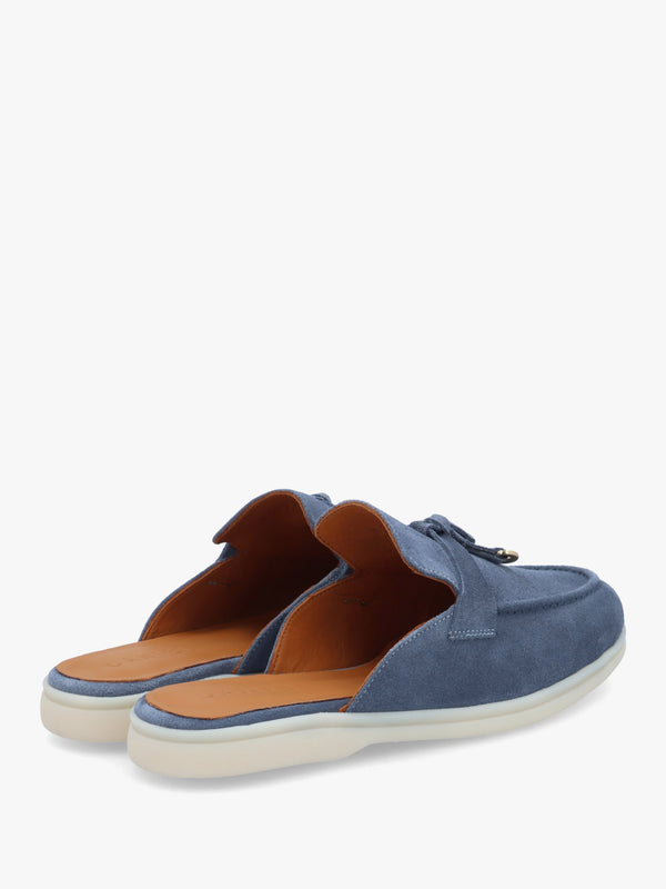 Siani Blue Suede Loafer Mules