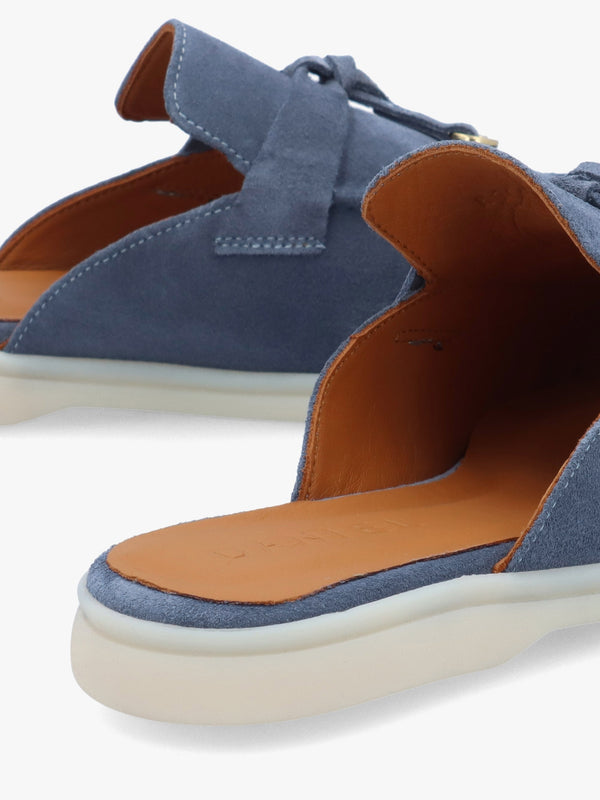 Siani Blue Suede Loafer Mules