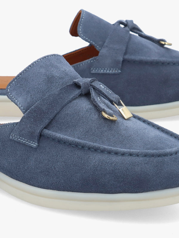 Siani Blue Suede Loafer Mules