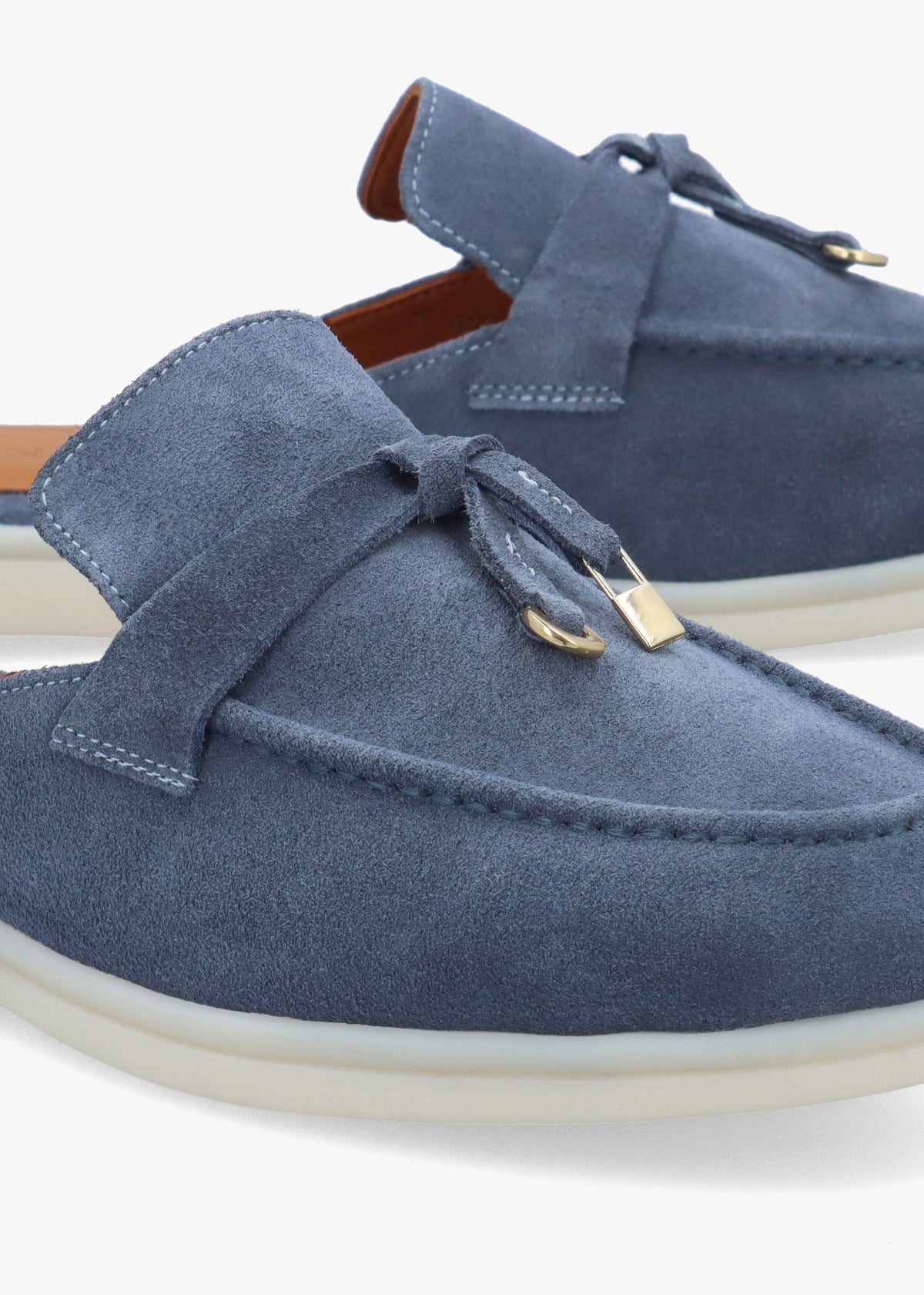 Siani Blue Suede Loafer Mules