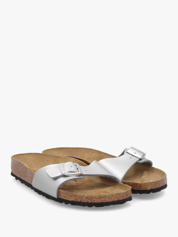 Madrid Silver Birko-Flor Mules