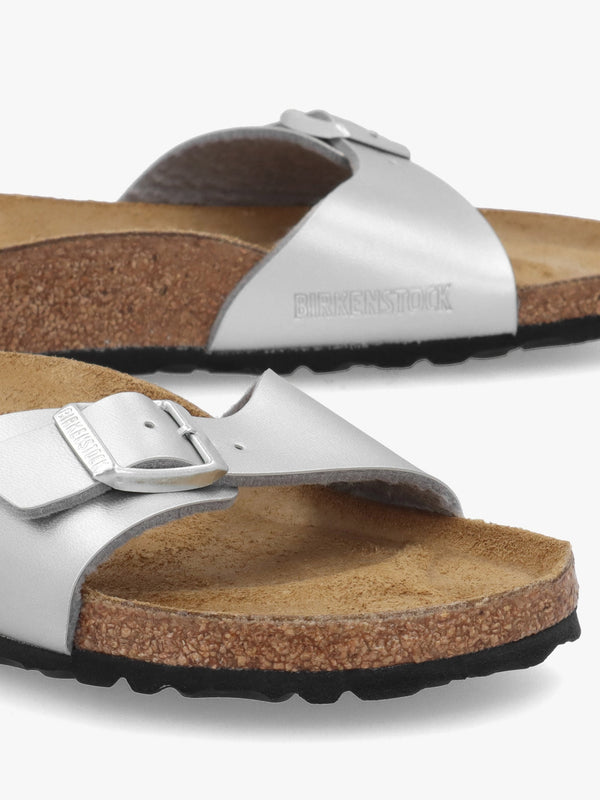 Madrid Silver Birko-Flor Mules