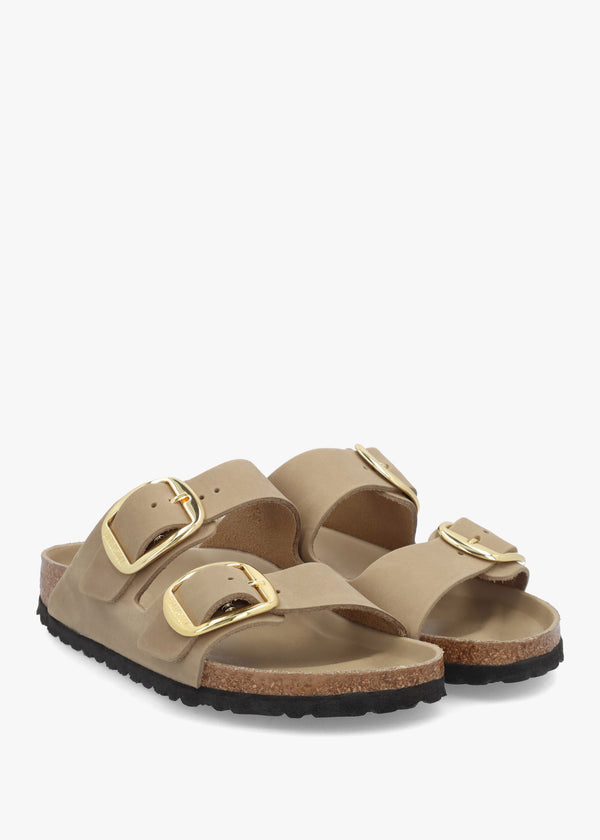 Arizona Big Buckle Tabacco Brown Oiled Leather Two Bar Mules