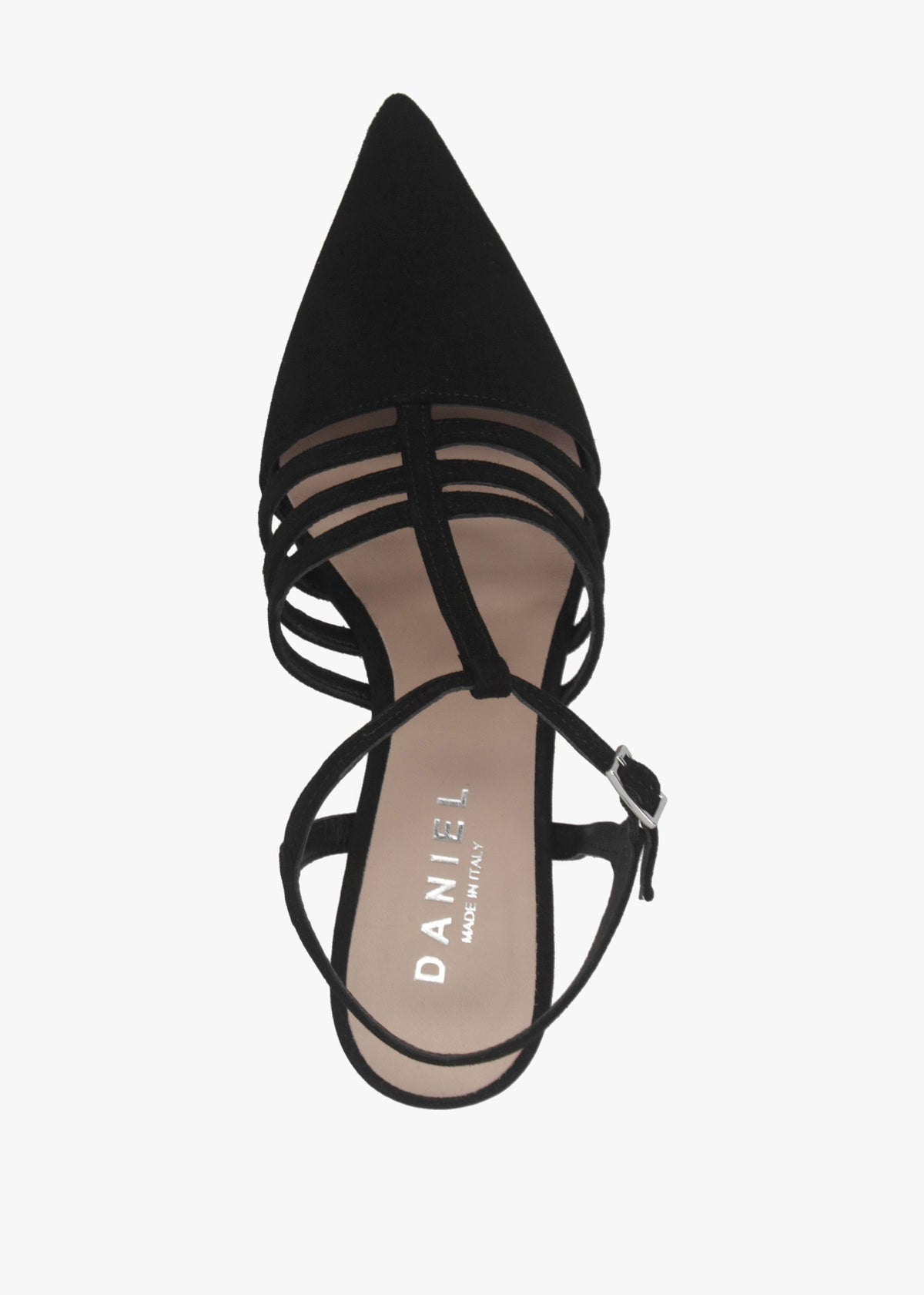 Sade Black Suede T Bar Heeled Court Shoes