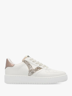 Madrid Bronze Glitter V Logo Trainers