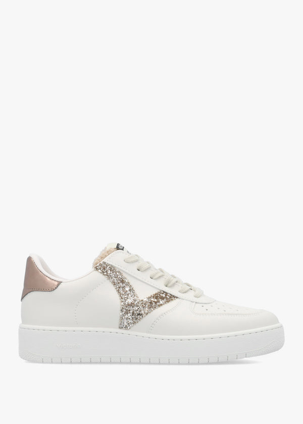 Madrid Bronze Glitter V Logo Trainers