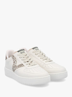 Madrid Bronze Glitter V Logo Trainers