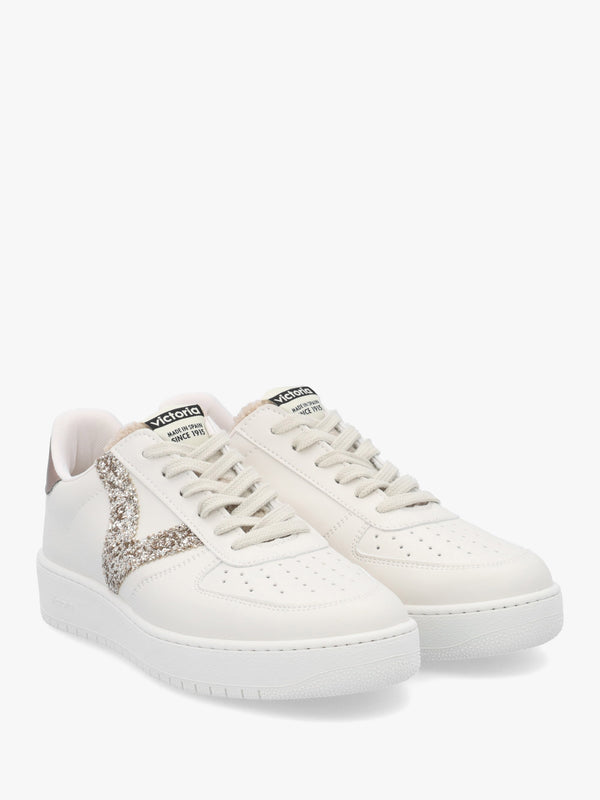 Madrid Bronze Glitter V Logo Trainers