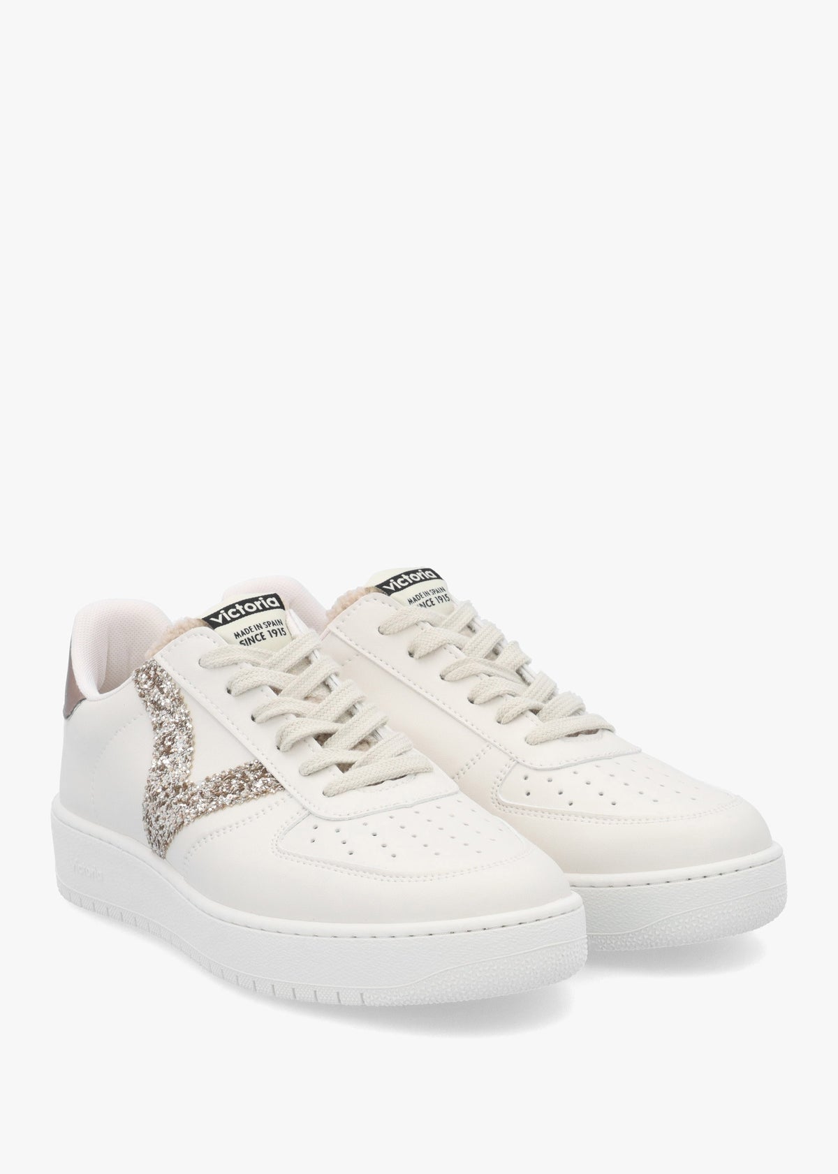 Madrid Bronze Glitter V Logo Trainers