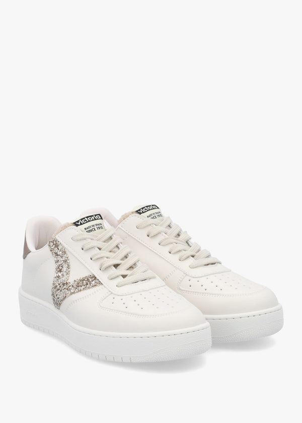 Madrid Bronze Glitter V Logo Trainers