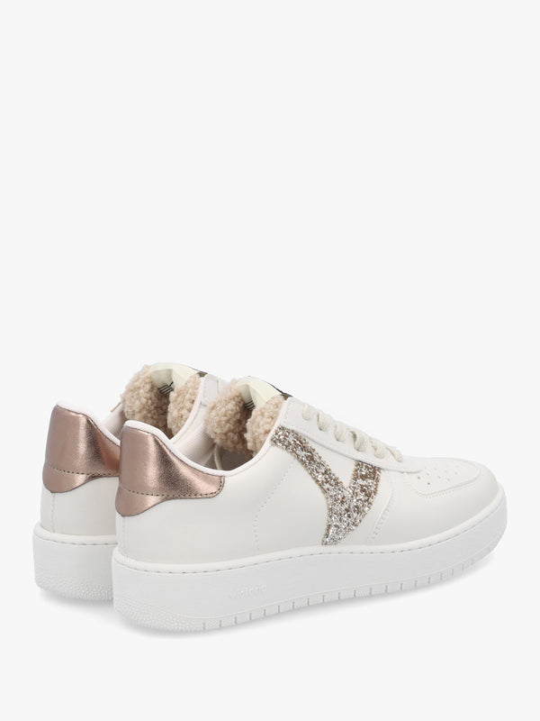 Madrid Bronze Glitter V Logo Trainers