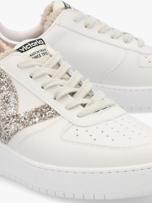 Madrid Bronze Glitter V Logo Trainers