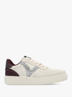 Madrid Burgundy Glitter V Logo Trainers