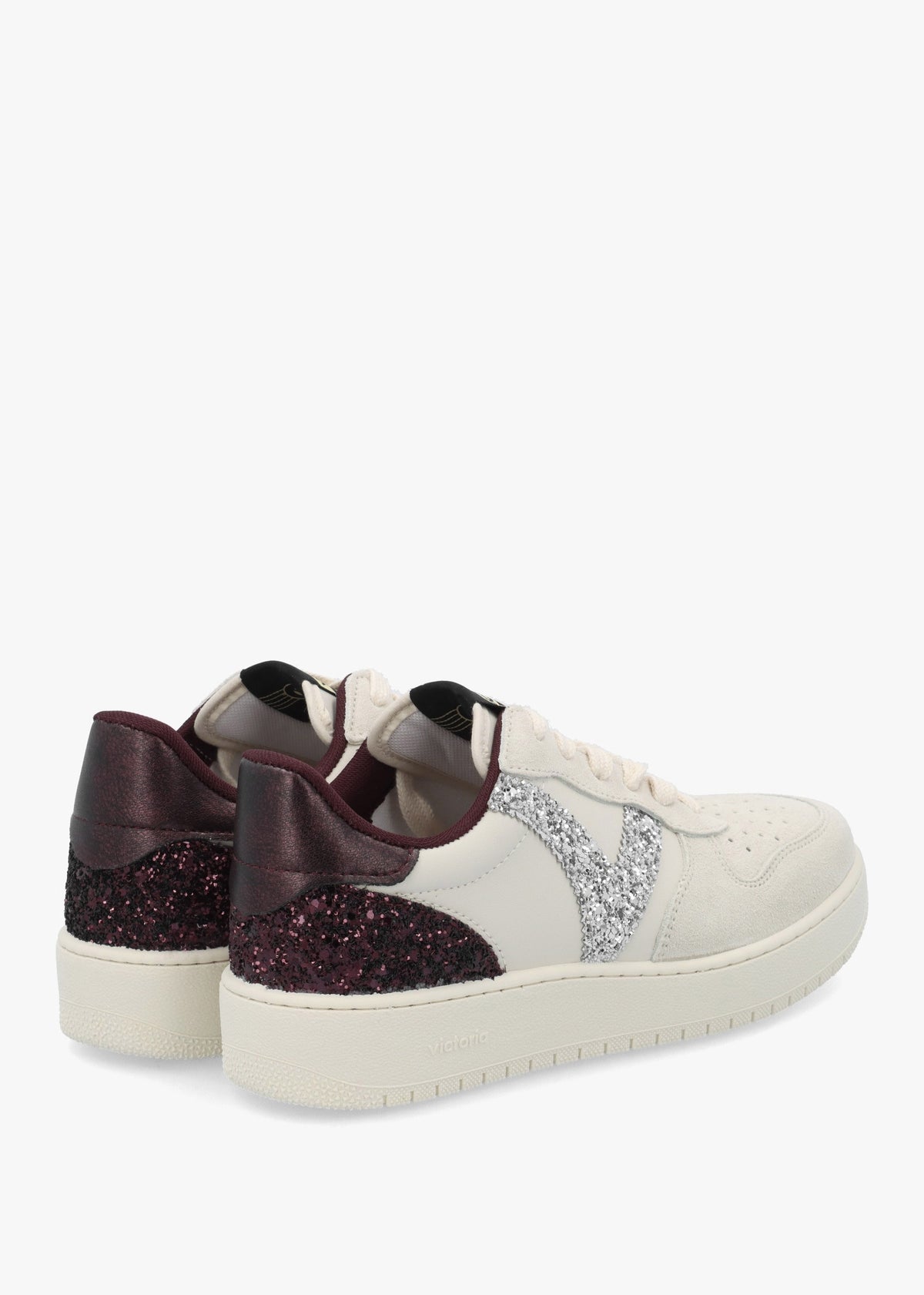 Madrid Burgundy Glitter V Logo Trainers