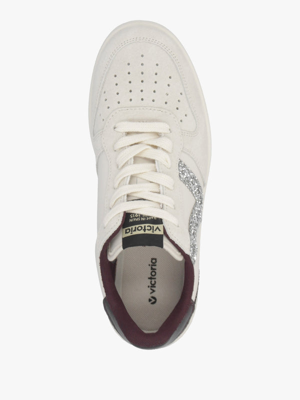 Madrid Burgundy Glitter V Logo Trainers