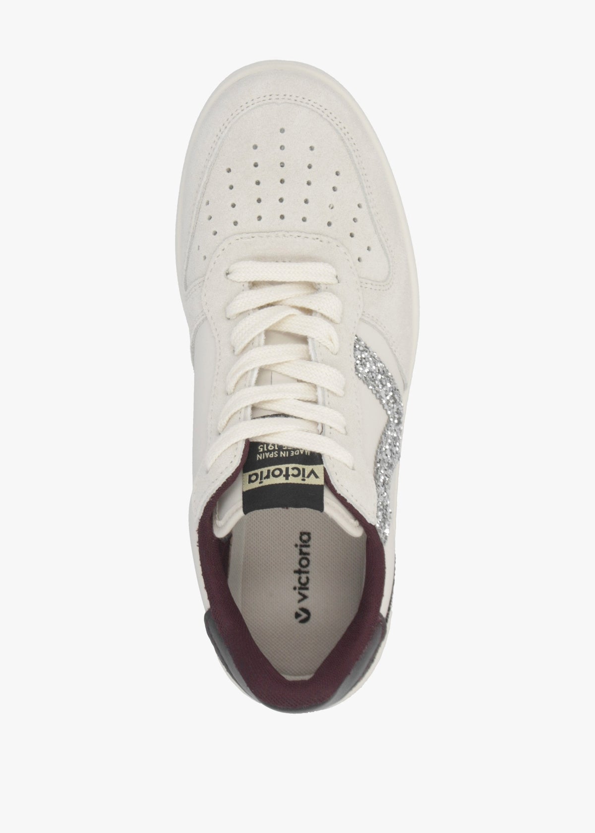 Madrid Burgundy Glitter V Logo Trainers