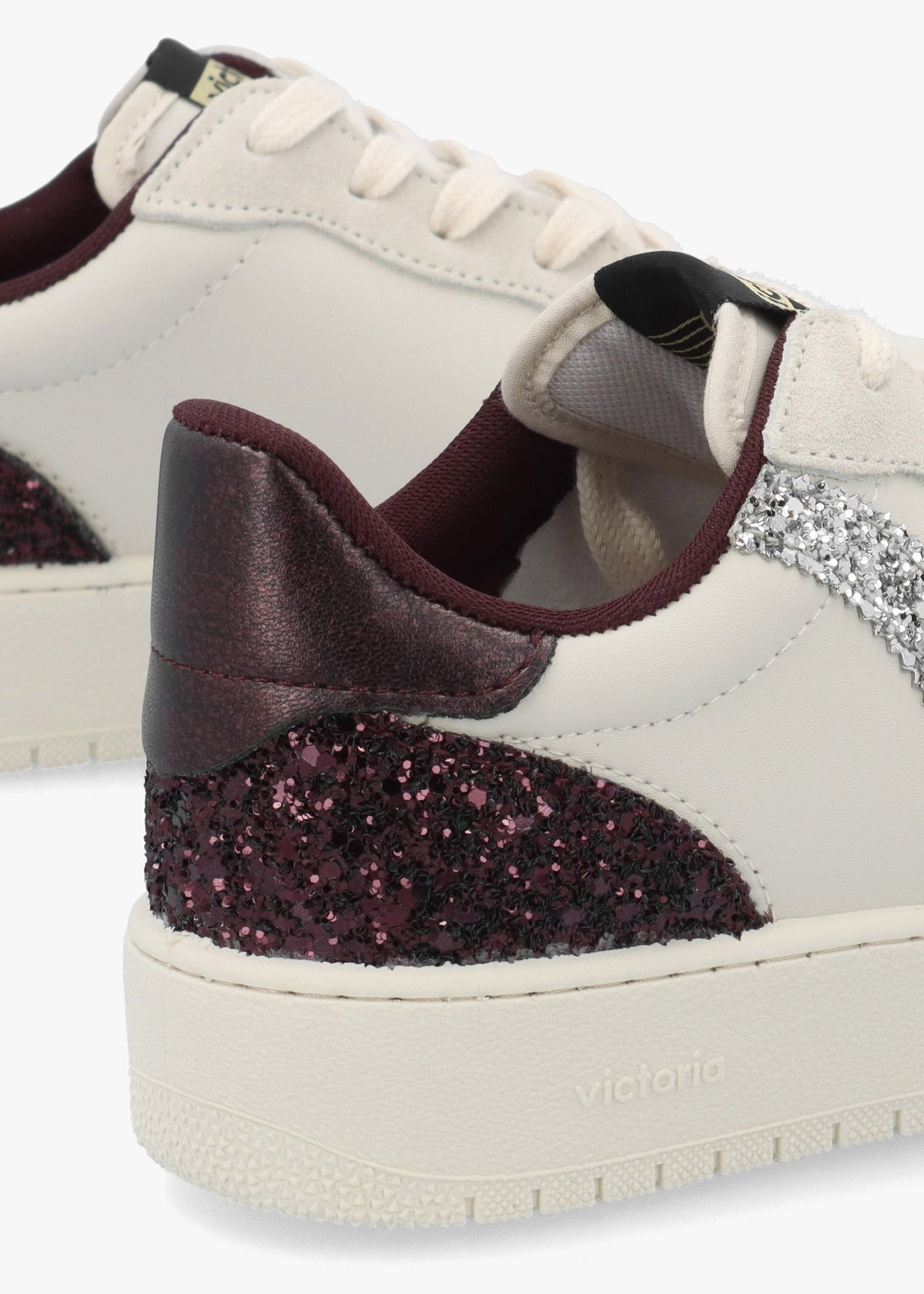 Madrid Burgundy Glitter V Logo Trainers