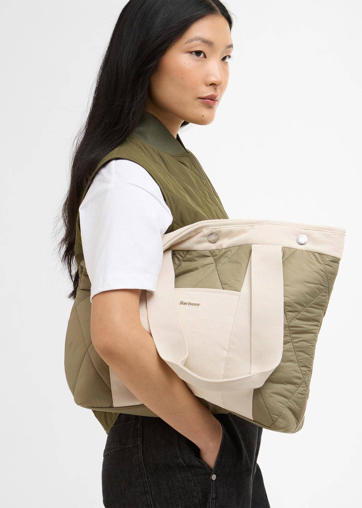 Healy Quilted Bleached Olive Tote Bag