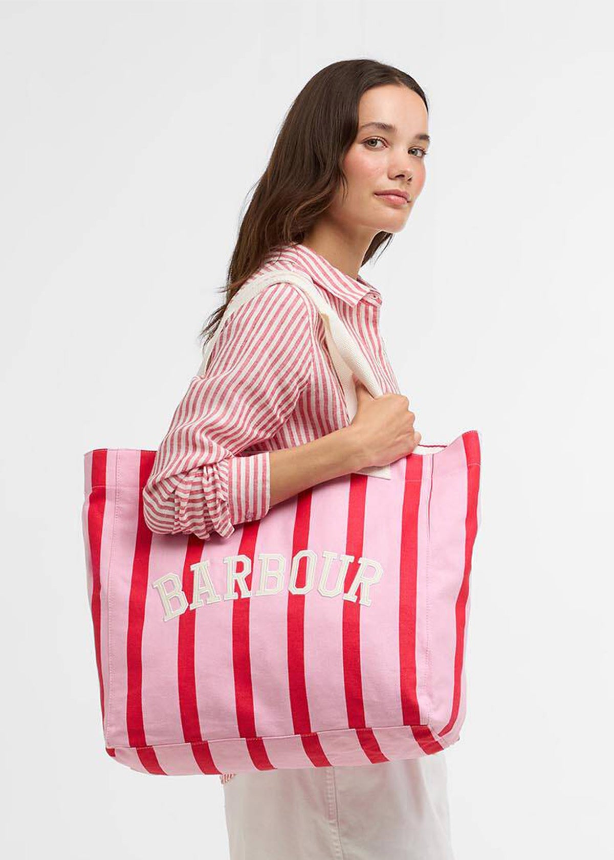 Emily Striped Cherry Blossom Tote Bag