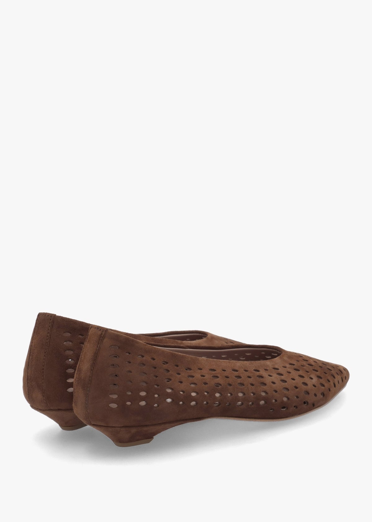 Sicily Tan Suede Perforated Flat Pumps