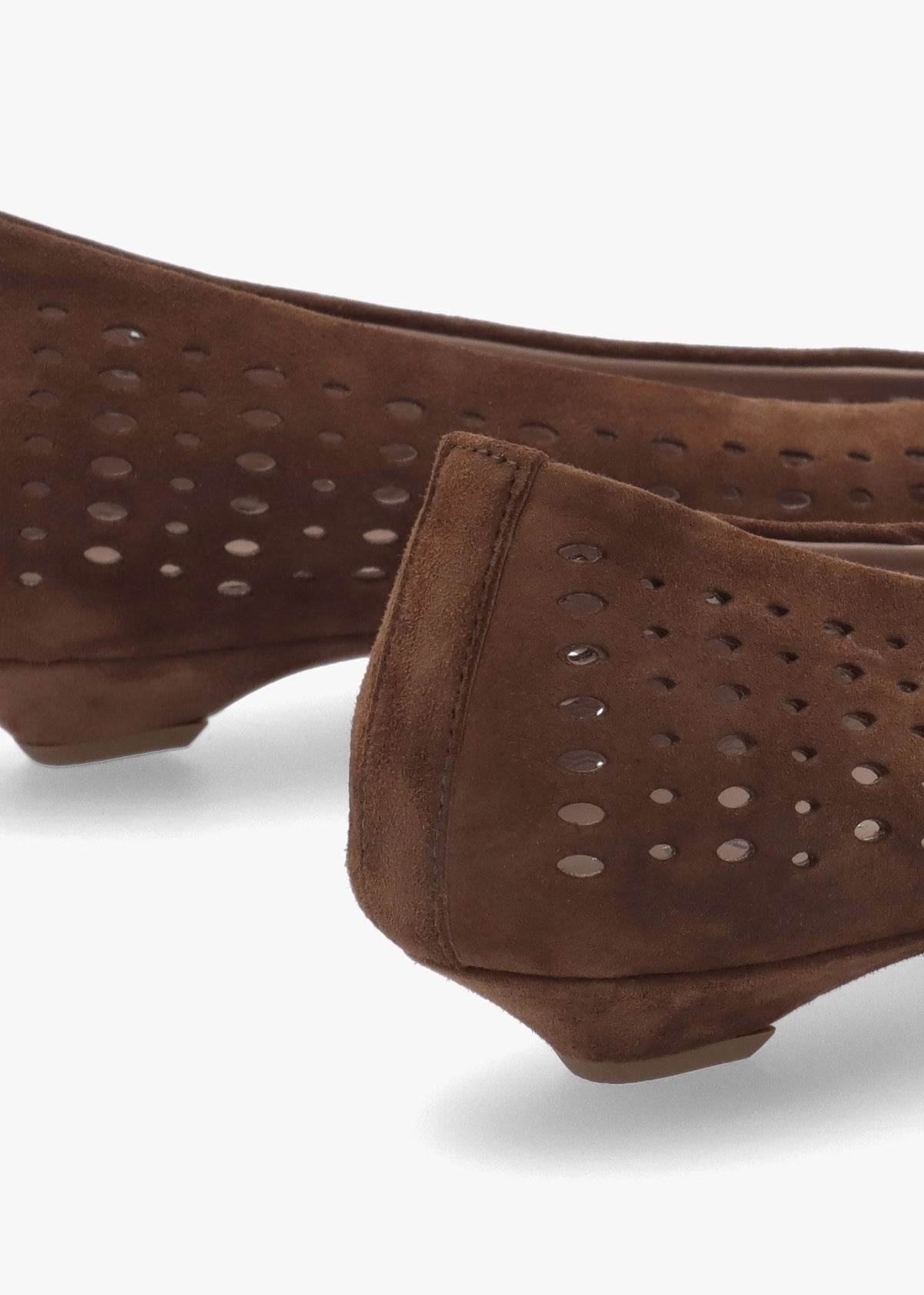Sicily Tan Suede Perforated Flat Pumps