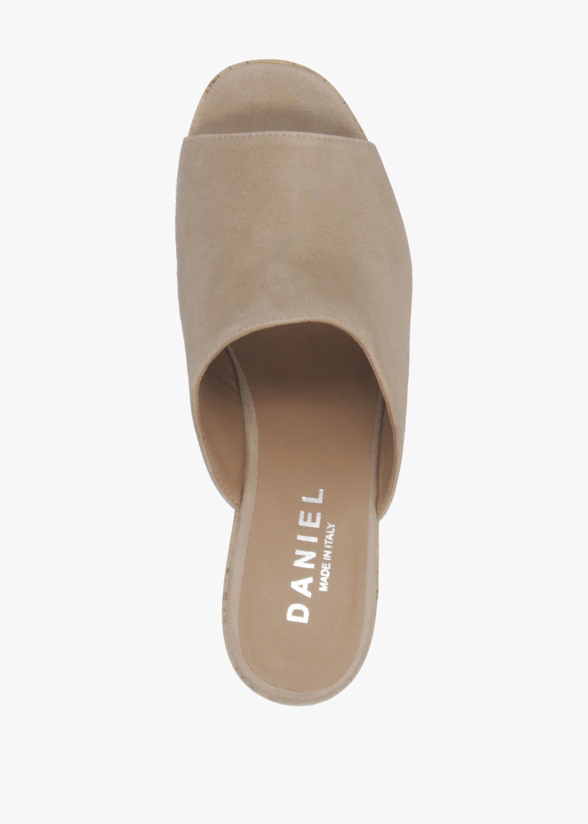 Silken Beige Suede Cork Platform Heeled Mules