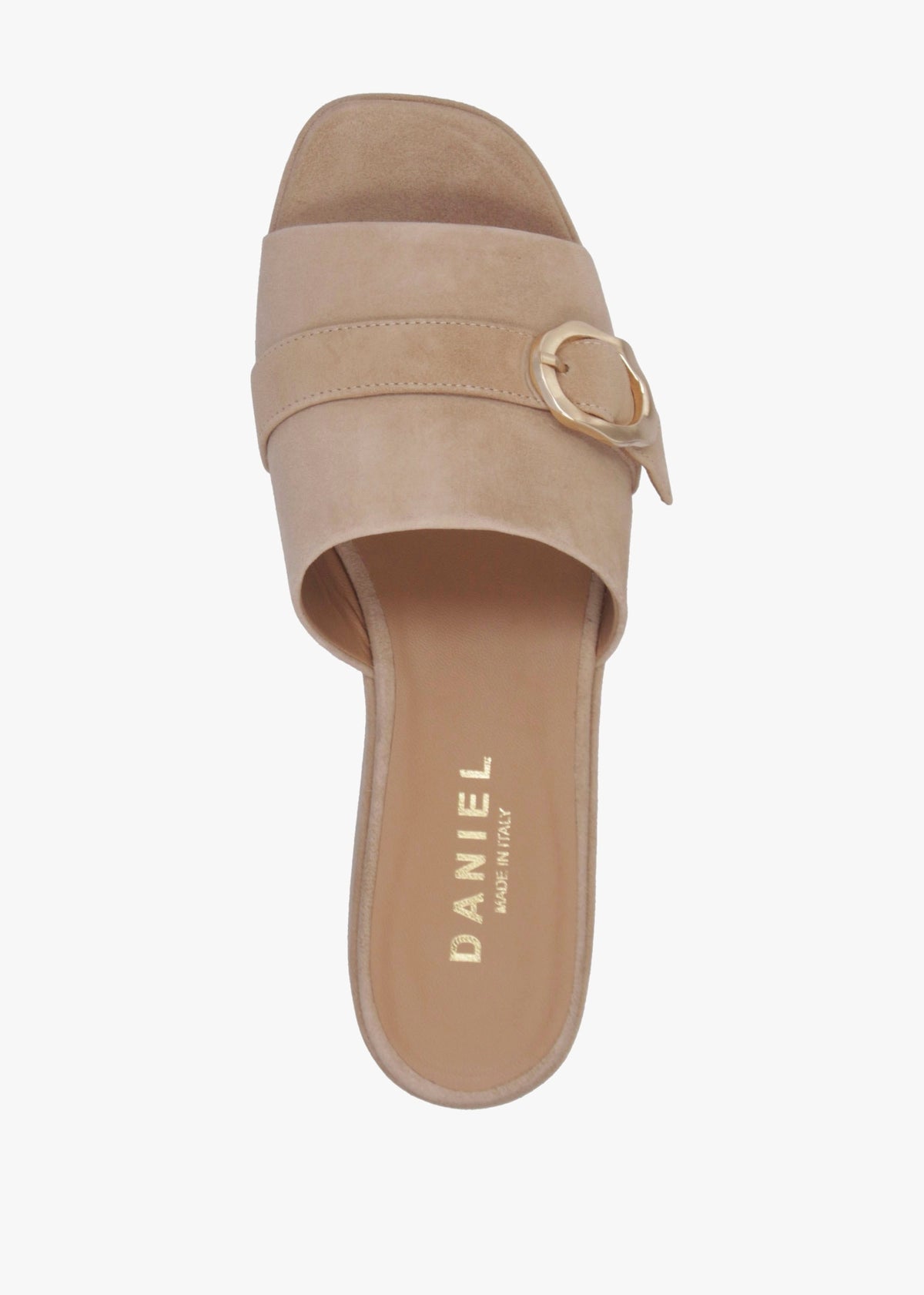 Slate Beige Suede One Bar Flatform Mules