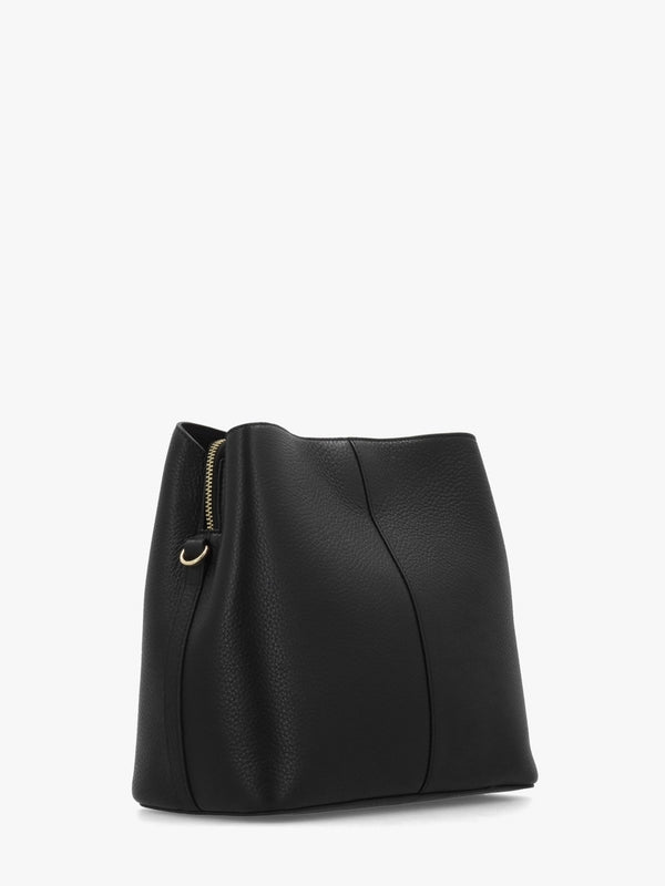 Dukes Place Medium Compartment Black Grained Leather Cross-Body Bag