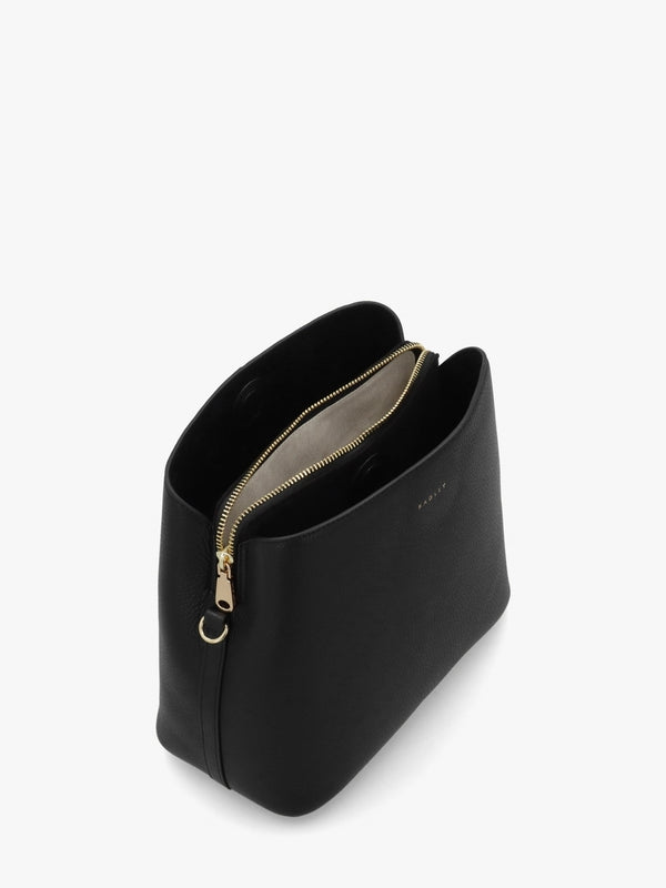 Dukes Place Medium Compartment Black Grained Leather Cross-Body Bag