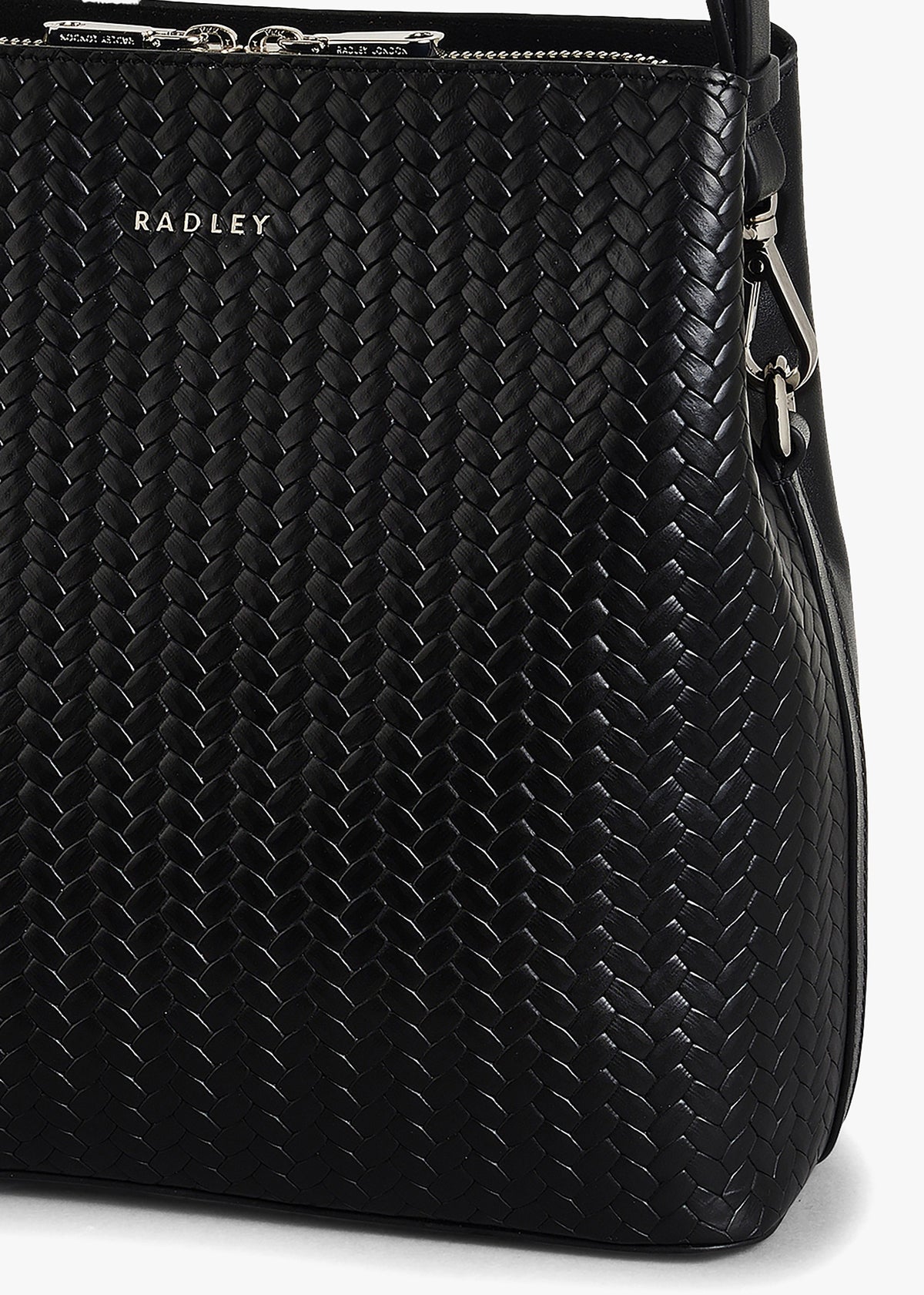 Dukes Place Weave Medium Compartment Black Leather Cross-Body Bag