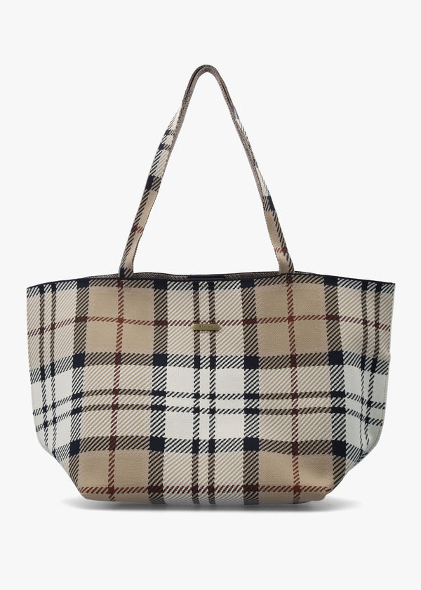 Layla Large Rosewood Tartan Tote Bag