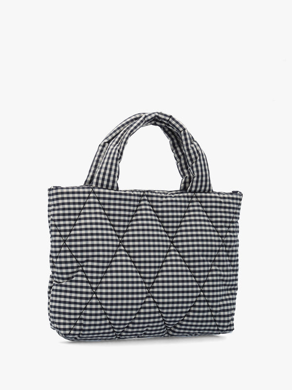 Riah Mini Navy Checked Tote Bag