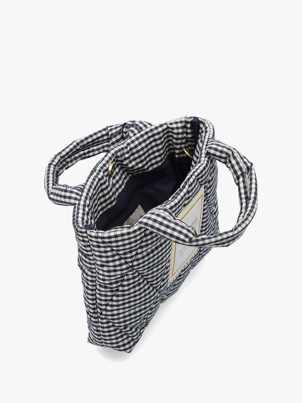Riah Mini Navy Checked Tote Bag