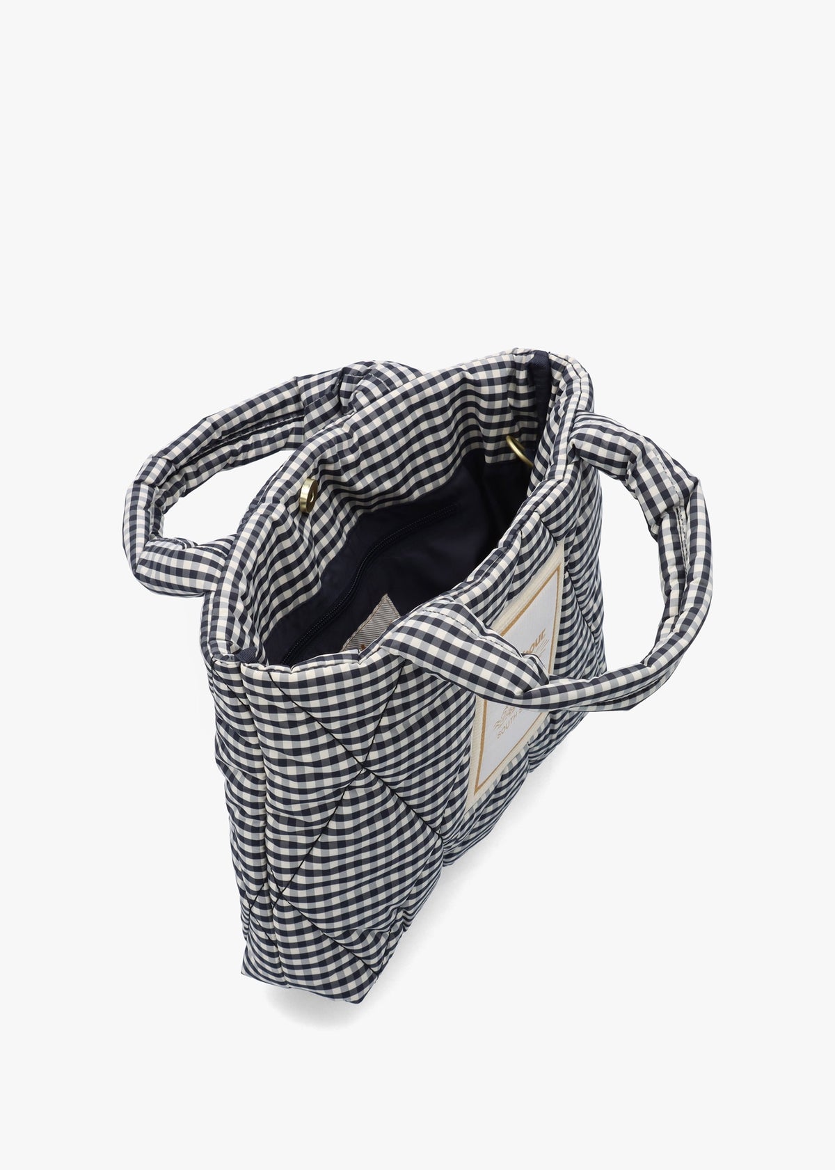Riah Mini Navy Checked Tote Bag