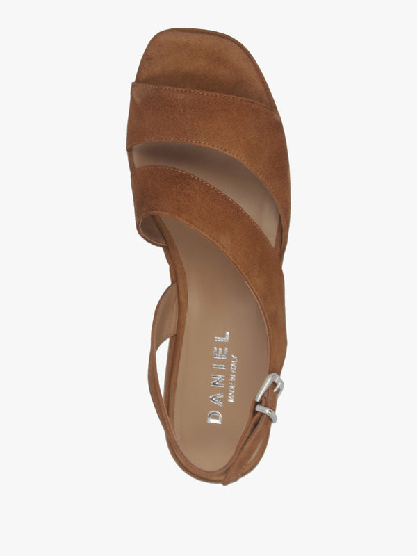 Sona Tan Suede Asymmetric Flatform Sandals