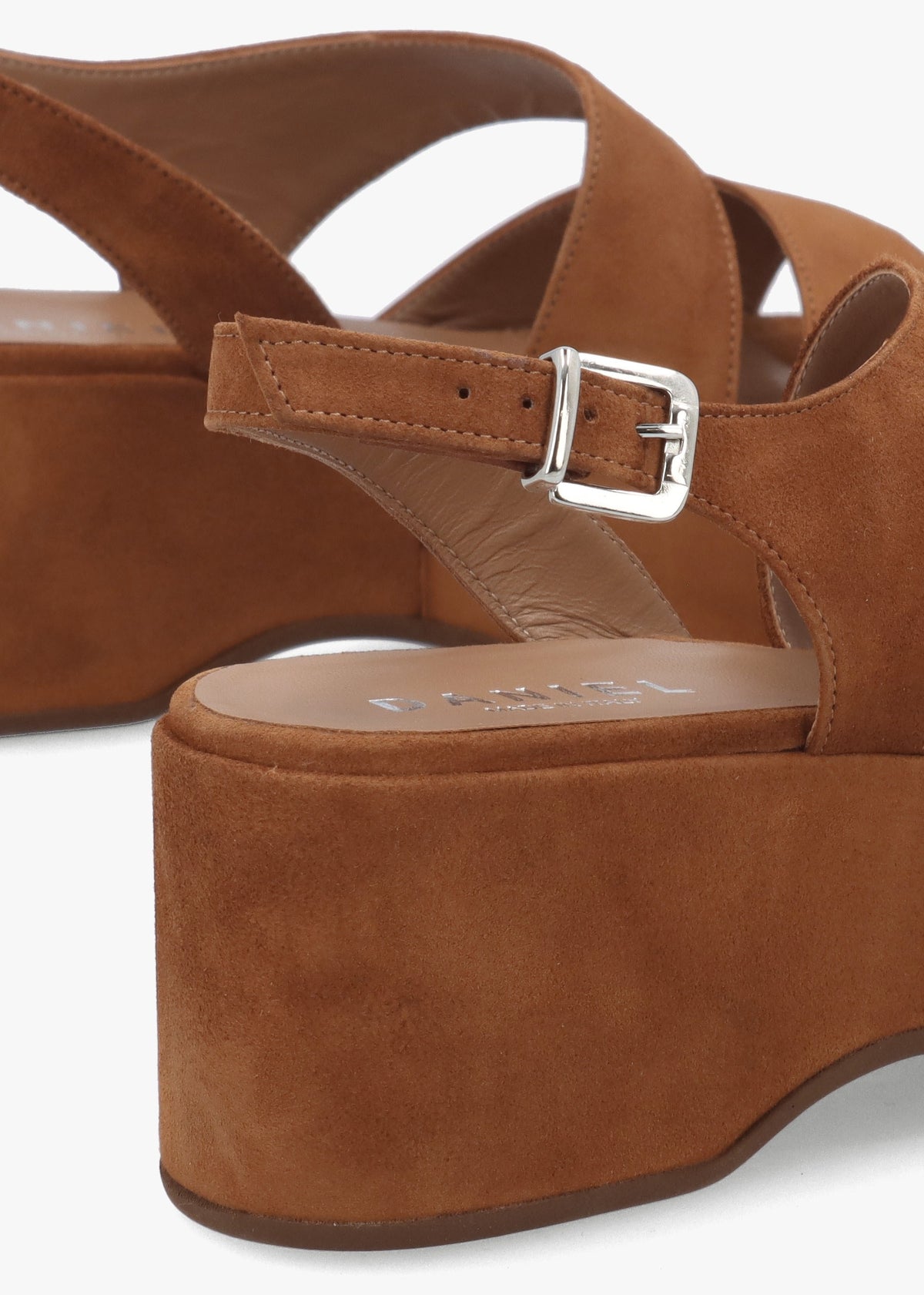 Sona Tan Suede Asymmetric Flatform Sandals
