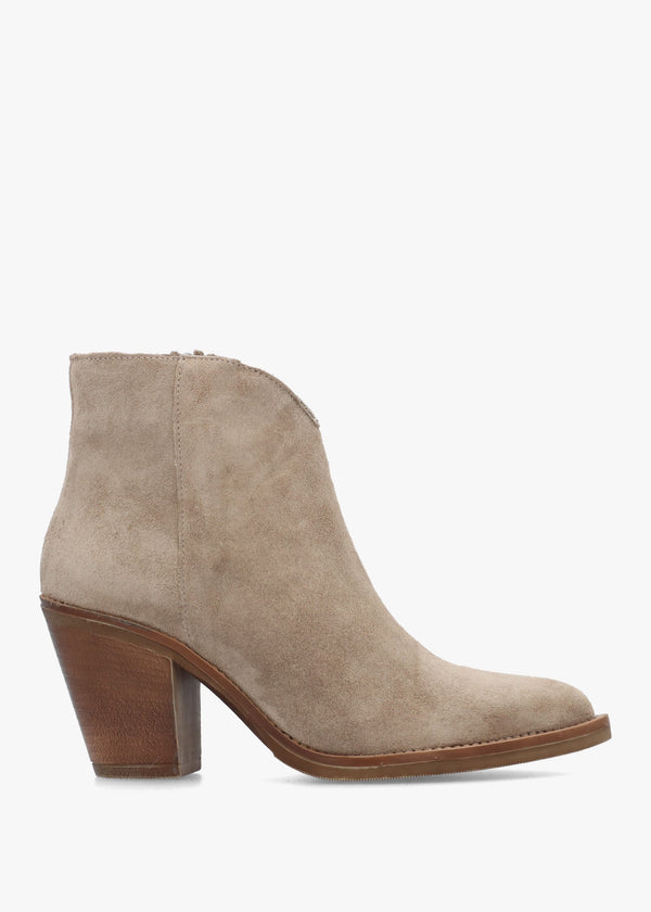 Lestern Taupe Suede Western Ankle Boots